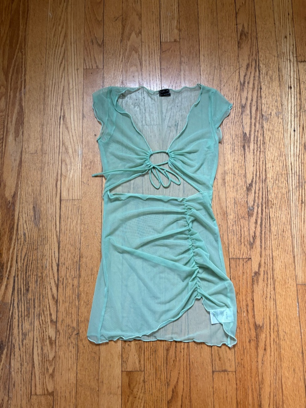 Urban Outfitters Mint Green Sheer Ruched Cutout Camisole